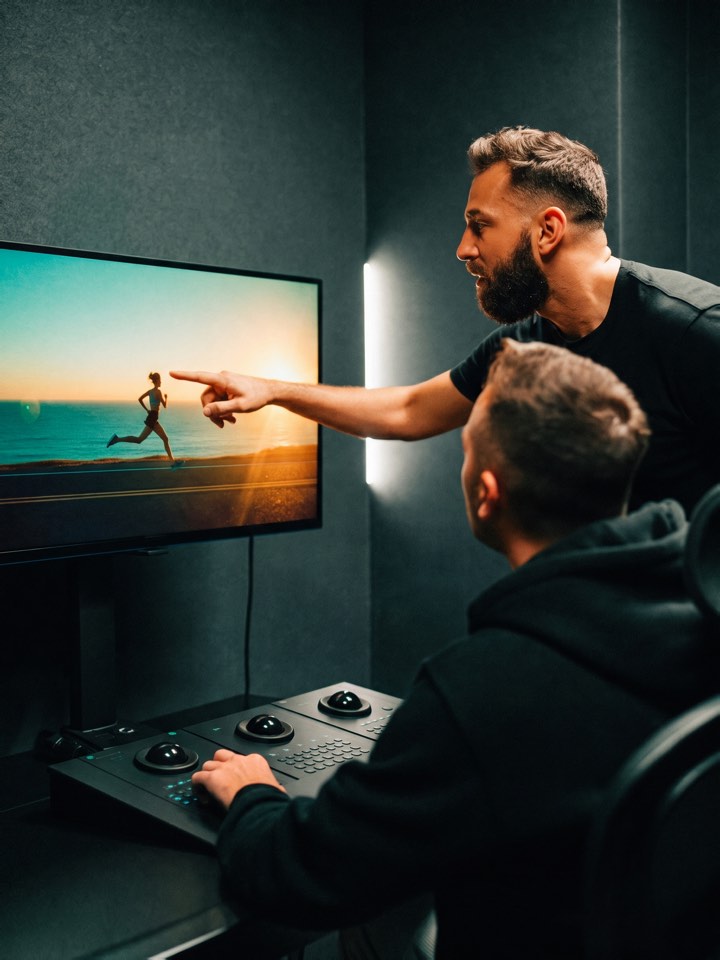 Sessione di color grading in sala di post-produzione