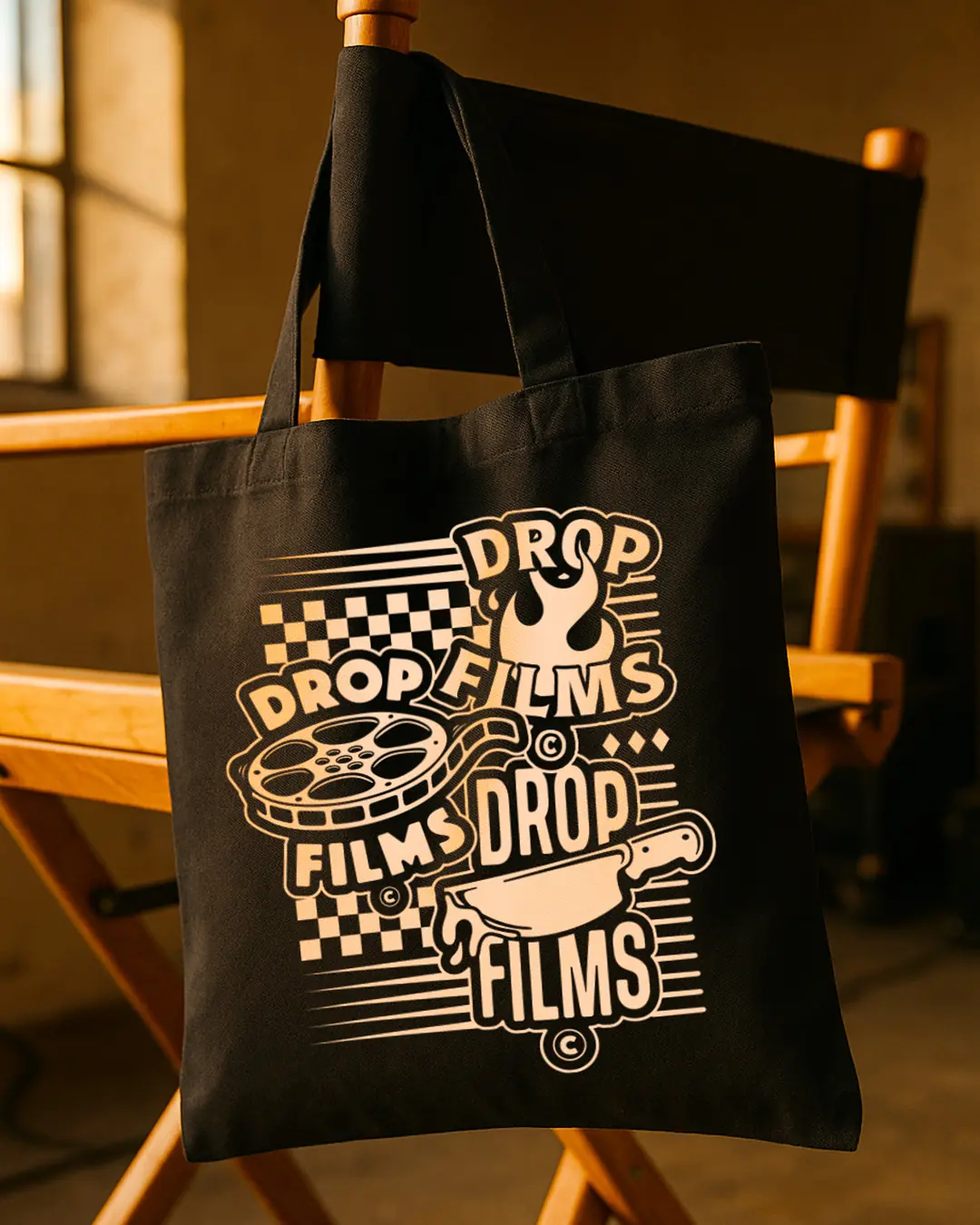 DROP Bag su una sedia da regista